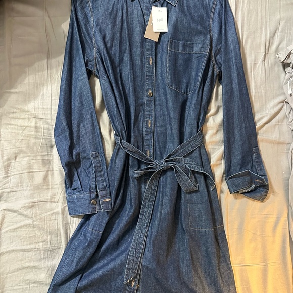 J. Jill Dresses & Skirts - J. Jill Indigo Denim Shirt Dress with Self Tie